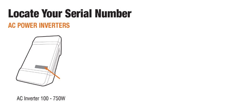 Find the serial number on a Generac AC inverter product