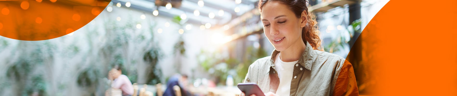 woman using mobile device with mobile link