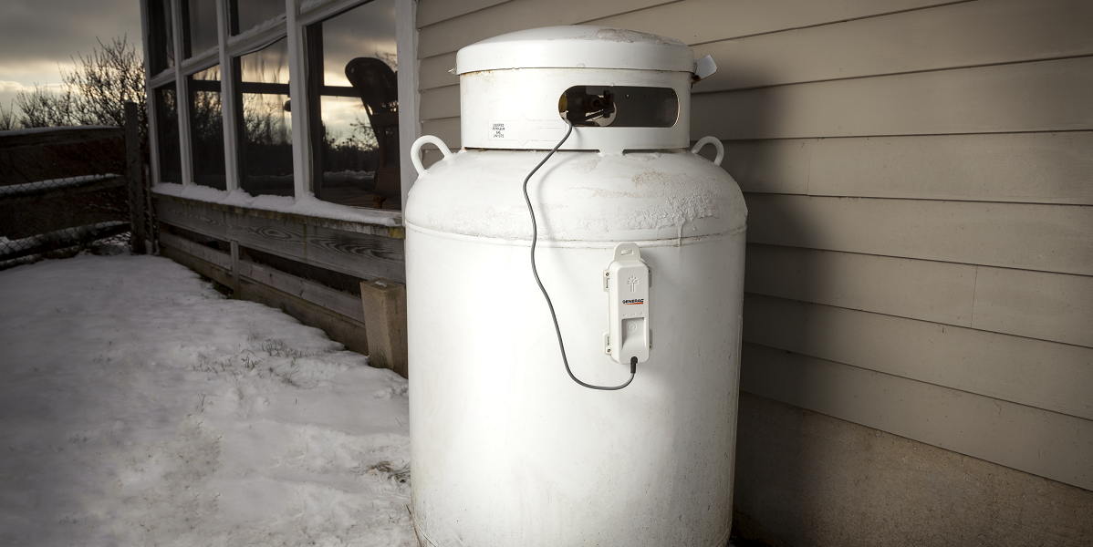 A Generac digital propane tank